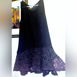 Black Knit Lace Sleeveless Blouse.